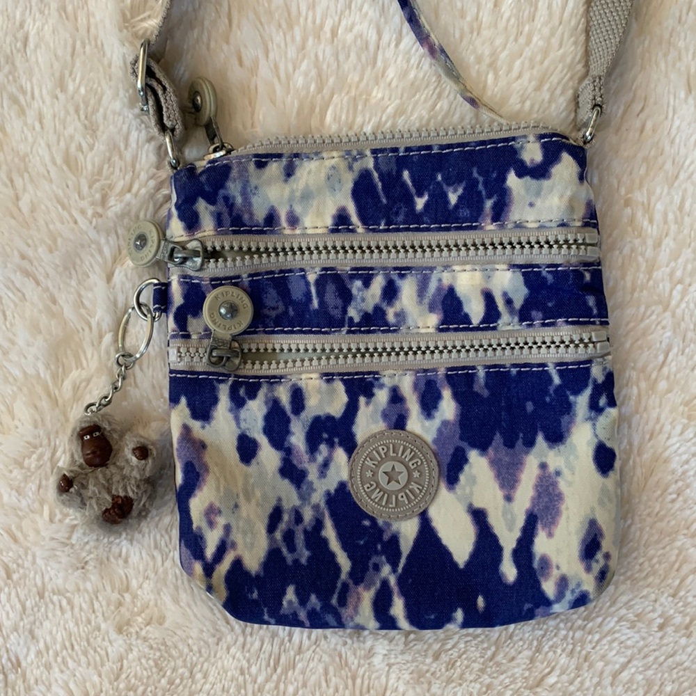 Kipling bag purple blue white  gray pattern